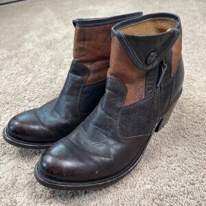 J.B. Dillon Boots Women 9B Brown Leather Paisley Two Tone Western Artsy JBW1801